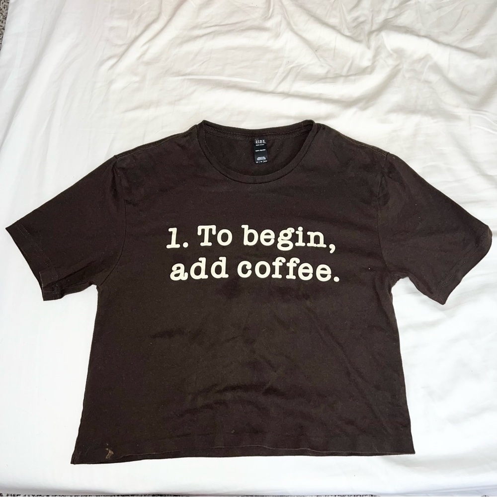 Cropped Lake Tahoe 1. to begin, add coffee t shirt brown XS